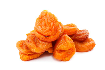 Dried apricots on a white background