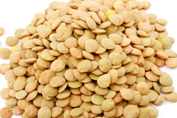 Brown lentils scattered