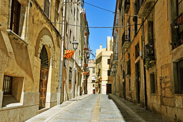 picturesque street in old town of Tarragona, Spain
