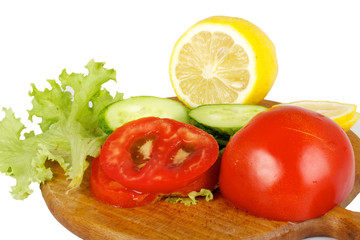 Tomato and cucumber with lettuce