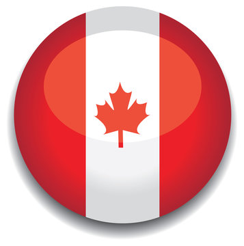 Canada Flag In A Button