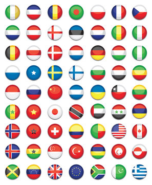 large set of colourful flat world flag icons