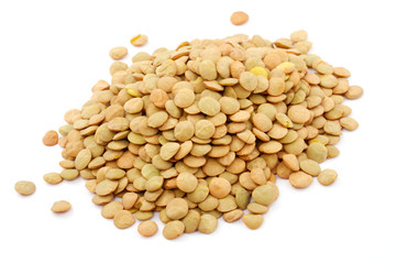 Brown lentils scattered