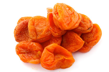 Dried apricots on a white background