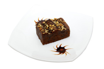 cake truffle with black chocolate sauce