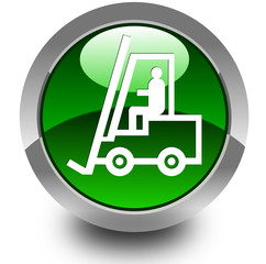 Forklift truck glossy icon