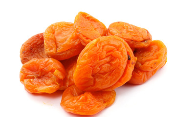 Dried apricots on a white background