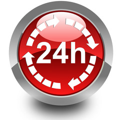 24 hours glossy icon