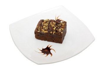 cake truffle with black chocolate sauce
