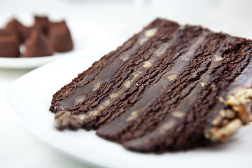 Chocolate cake with nuts
