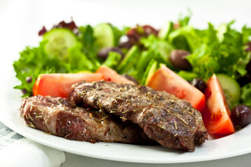 Grilled pork with vegetable salad