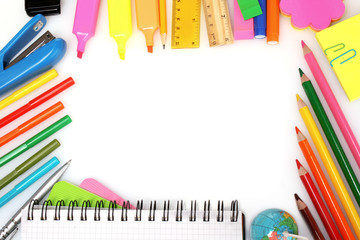 Different colorful stationery isolated on white