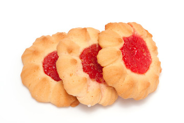 three cookies with jam