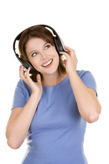 Naklejka premium woman listening to music