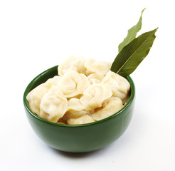 Meat Dumplings - russian pelmeni - with laurel