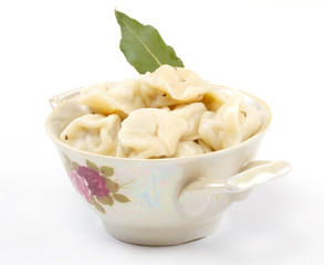 Meat Dumplings - russian pelmeni - with laurel