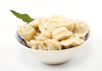 Meat Dumplings - russian pelmeni - with laurel