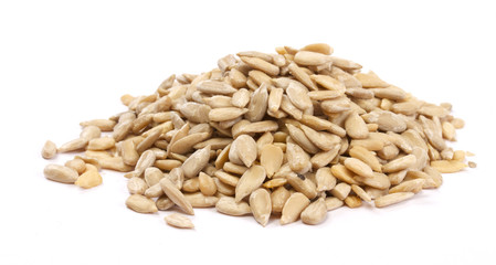 Sunflower seeds isolated on white background