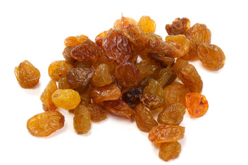 Heap of raisin on a white background