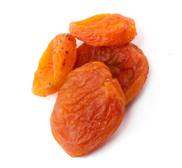Dry apricot fruit on white background.