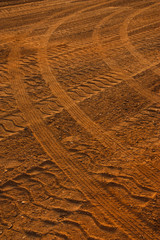 Wheel print on country road