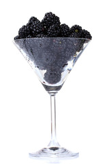 beautiful blackberries in glass isolated on white
