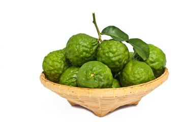 Kaffir lime in bamboo basket