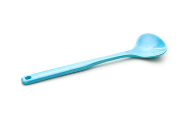 Blue plastic spoon