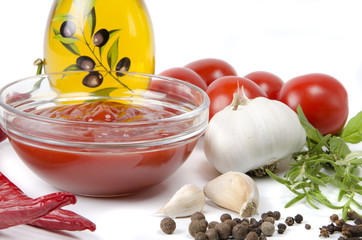 vegetables and ketchup