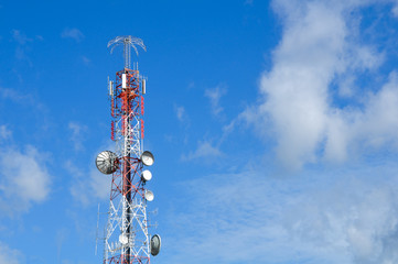 Communication tower over a sky