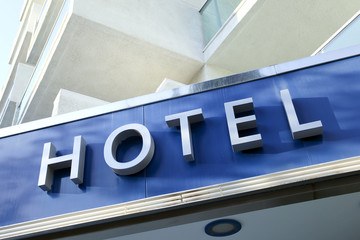 Light blue facade of modern new hotel - 34463941