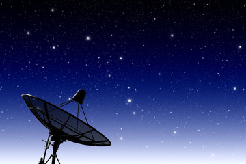 satellite disc against twilight sky