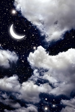Fototapeta moon and star in The night sky