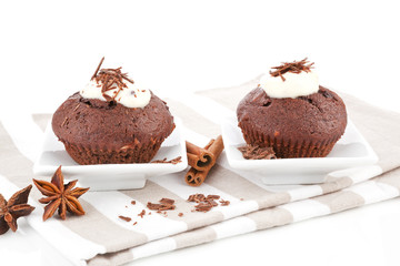 Luxurious chocolate muffins.