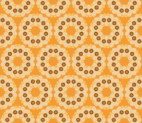 Retro style seamless pattern with flowers on a gold background