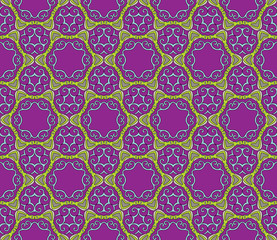 Baroque pattern with swirls on a dark purple background