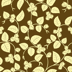 vector hazelnut on branch seamless background silhouette