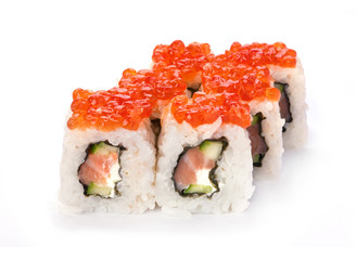 Roll with red caviar