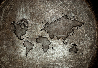 worldmap on a steel background