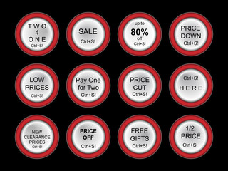 Low Prices - Ctrl+S! concept buttons or labels set