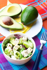 Delicious salad with avocado. Still life.