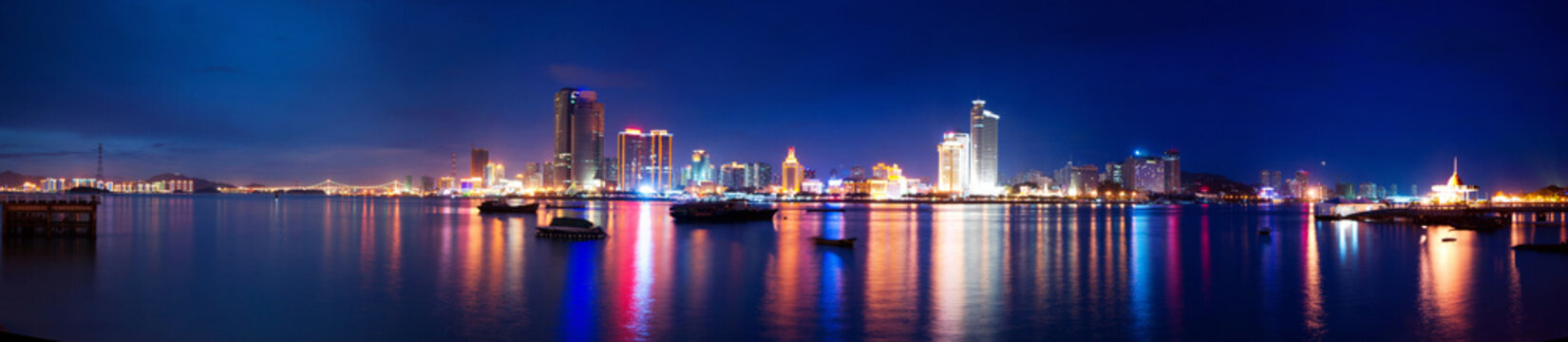 Xiamen island night scape panoramic view