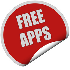 Sticker rot rund curl unten FREE APPS