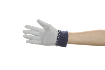 Woman's hand in the winter glove