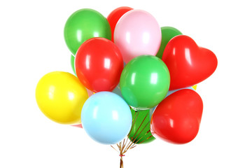 Flying balloons isolated on white