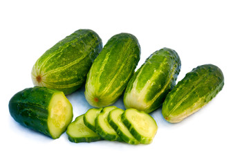 Green cucumbers isolated