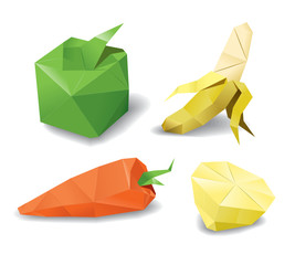 origami fruits set - obrazy, fototapety, plakaty