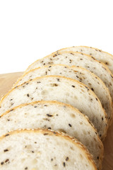 bread texture, sliced sesame bread showing texture.