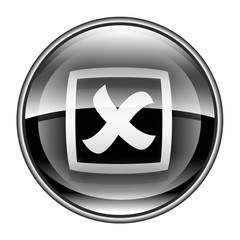close icon black, isolated on white background.