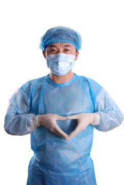 doctor with heart shape gesture